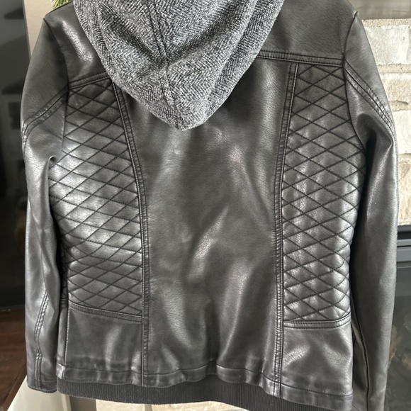 Layered Hooded Leather Jacket - Picture 4 of 4